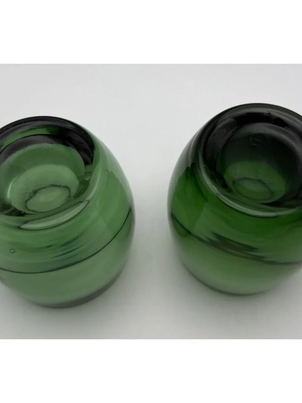 Crate & Barrel Diva Emerald Green Candle Votive Heavy Glass-Poland Set Of Two